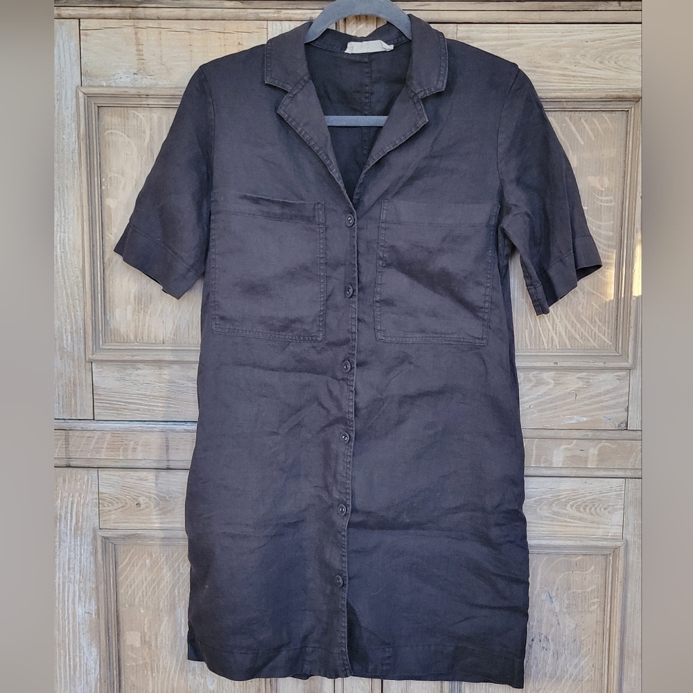 Everlane Linen Black Button-Up Dress